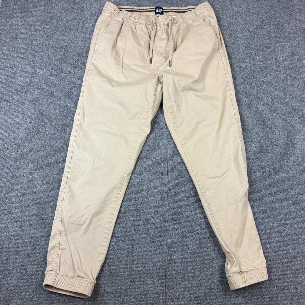 Gap Mens Size Medium 31x27 Khaki Jogger Pants Tan Elastic Waist Drawstring - Picture 1 of 8
